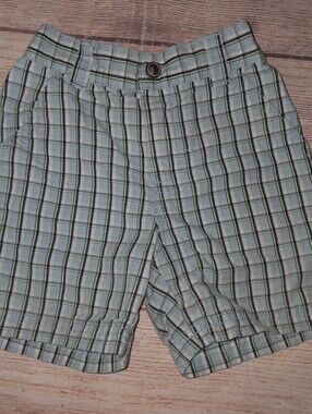 Y2k Gymboree Baby Boys Plaid Shorts- Light Blue/Green Size 6-12 Months